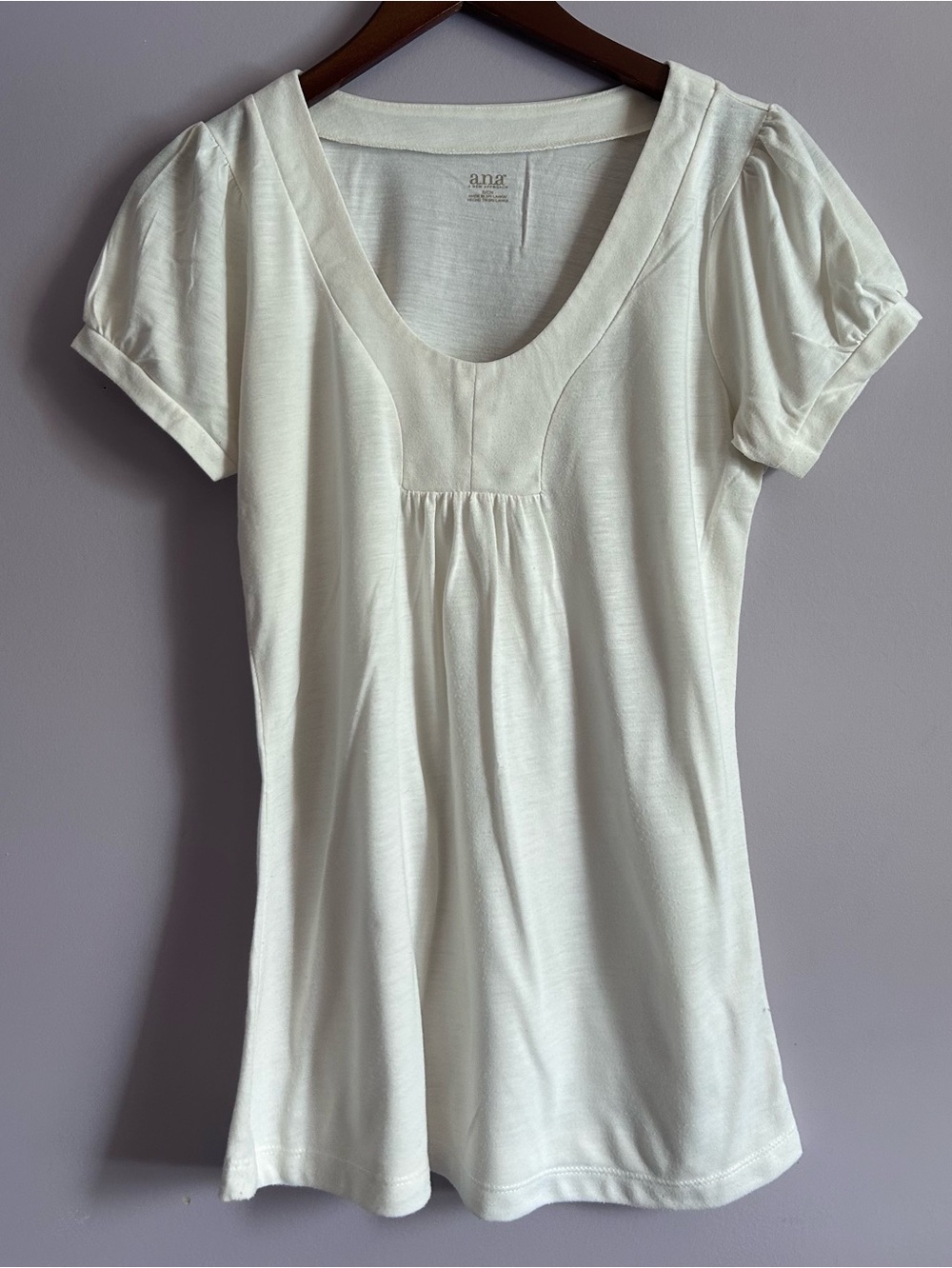 ANA A New Approach Short Sleeve Ivory Top Size Small